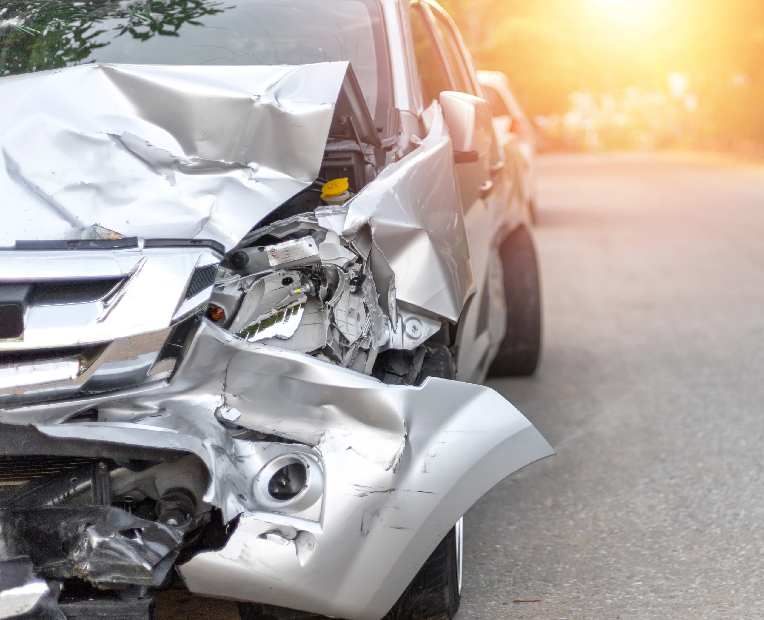 Photograph of a car that has been in an accident