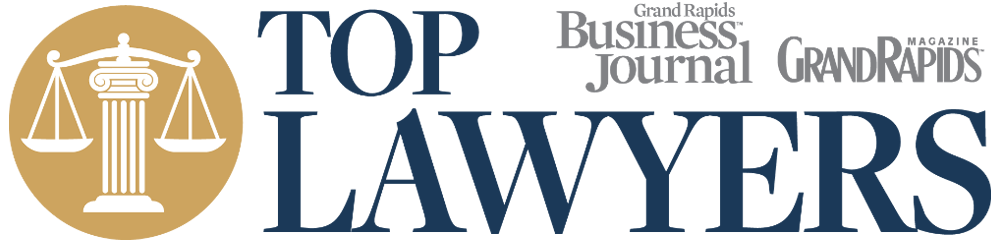 Top Lawyers logo from Grand Rapids magazine and the Business Journal